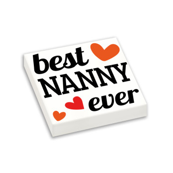"Best Nanny ever" imprimée sur brique Lego® 2X2 - Blanc