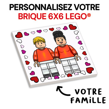 Avatar family portrait to personalize - printed on Lego® Brick 6x6 - White