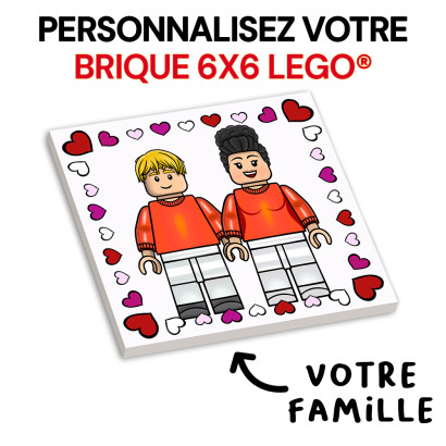 Portrait de famille Avatar à personnaliser - imprimée sur Brique Lego® 6x6 - Blanc