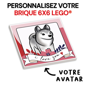 Portrait de famille Avatar à personnaliser - imprimée sur Brique Lego® 6x6 - Blanc