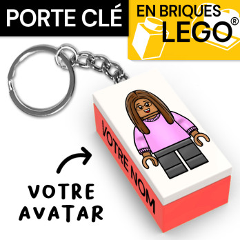 Personalized Avatar key ring in Lego® brick - Coral