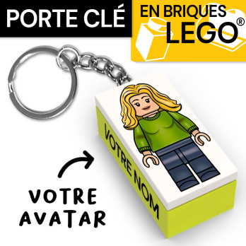 Personalized Avatar key ring in Lego® brick - Bright Yellowish Green