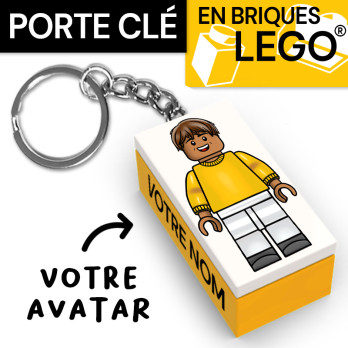 Personalized Avatar key ring in Lego® brick - Flame Yellowish Orange