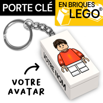 Porte clé personnalisé Avatar en brique Lego® - Blanc