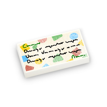 Colorful letter printed on 1x2 Lego® Brick - White