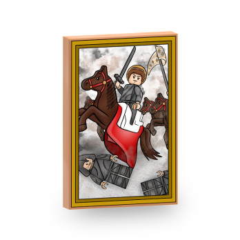 Tableau "Jeanne d'Arc à cheval " imprimé sur brique Lego® 2x3 - Medium Nougat