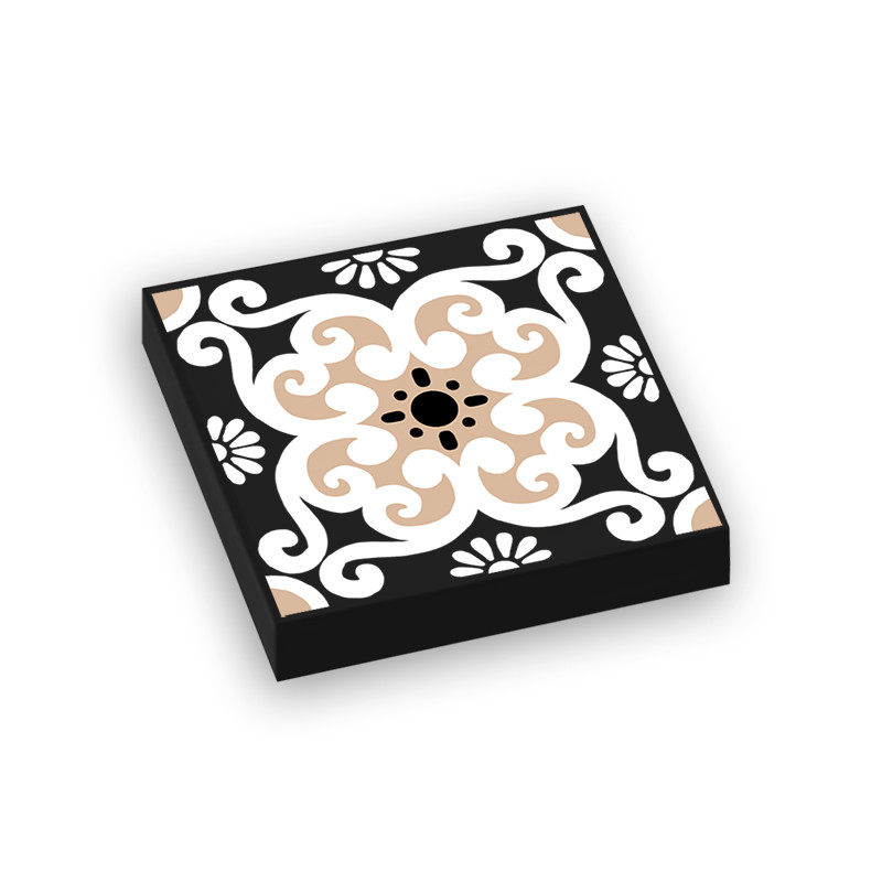 Cement tile printed on Lego® 2X2 Tile - Black