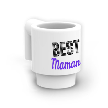 Tasse imprimée "Best Maman" sur tasse Lego® - Blanc
