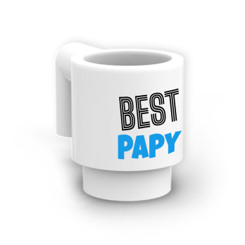 Tasse imprimée "Best Papy" sur tasse Lego® - Blanc