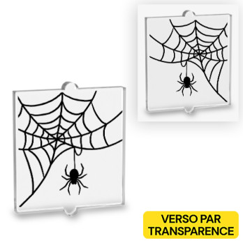Fenêtre avec toile d'araignée imprimée sur Vitre 1x2x2 Lego® - Transparente