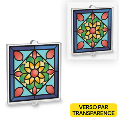 Gothic stained glass window printed on Vitre Lego® 1x2x2