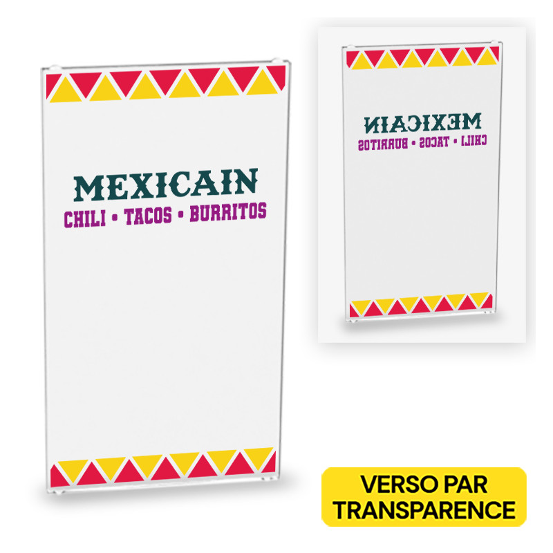 Mexican Restaurant Door Printed on Lego® Glass 1X4X6 - Transparent