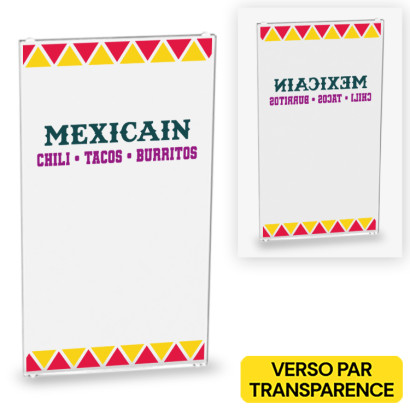 Porte Restaurant Mexicain imprimée sur Vitre Lego® 1X4X6 - Transparent