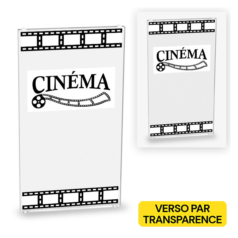 Porte Cinéma imprimée sur Vitre Lego® 1X4X6 - Transparent