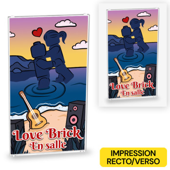 Affiche de Cinéma "Love Brick" imprimée sur Vitre Lego® 1X4X6 - Transparent