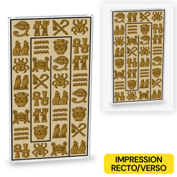 Symbole égyptien Hiéroglyphes imprimée recto/verso sur vitre Lego® 4x6