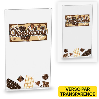 Chocolaterie Door printed on Lego® Glass 1X4X6 - Transparent