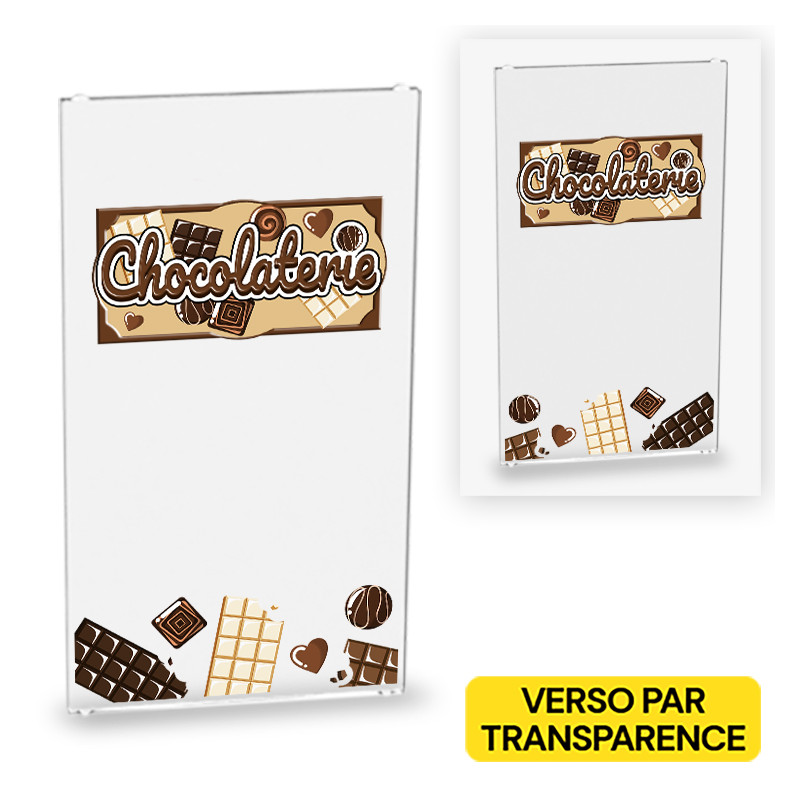 Chocolaterie Door printed on Lego® Glass 1X4X6 - Transparent