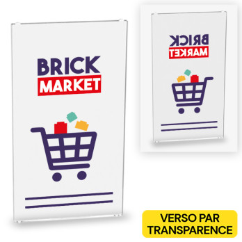 Porte "Brick Market" imprimée sur Vitre Lego® 1X4X6 - Transparent
