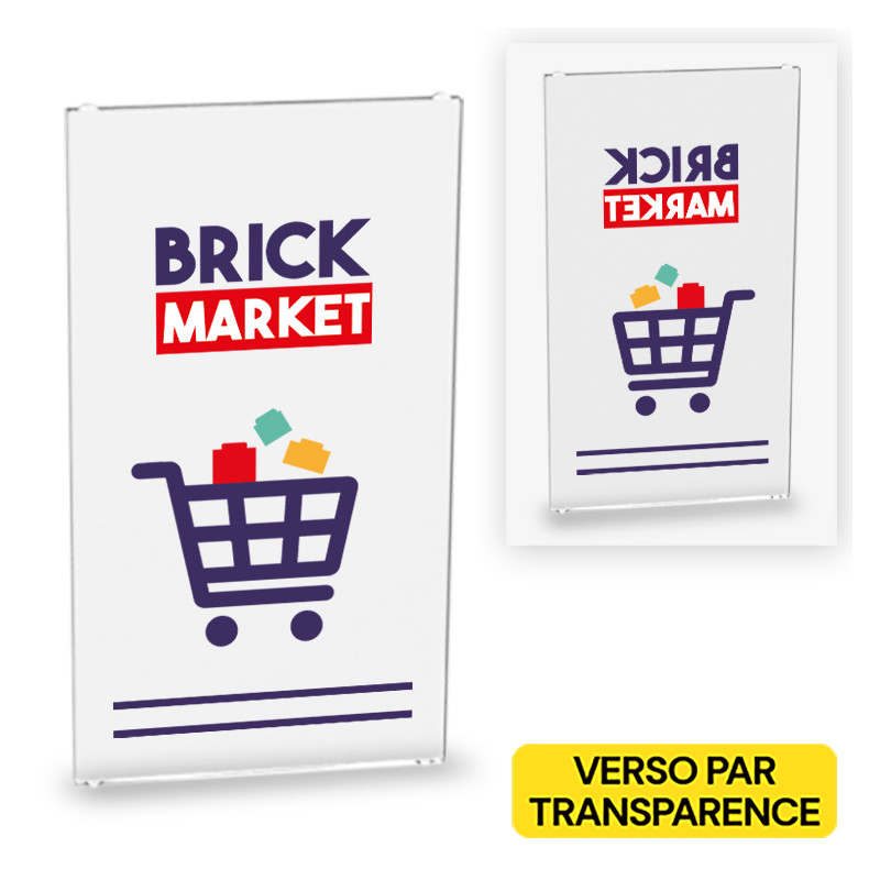 Porte "Brick Market" imprimée sur Vitre Lego® 1X4X6 - Transparent
