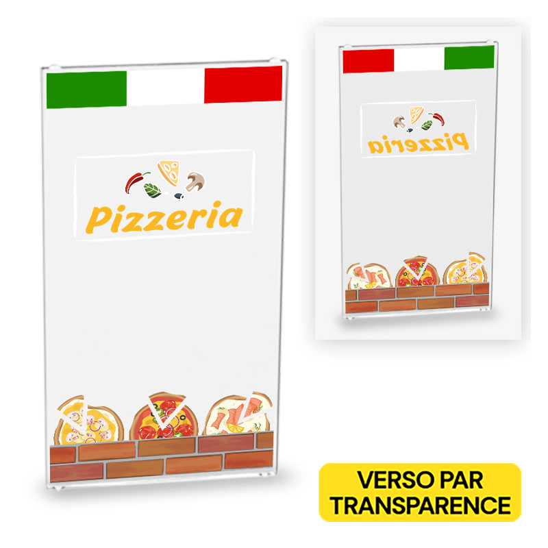 Porte Pizzeria imprimée sur Vitre Lego® 1X4X6 - Transparent