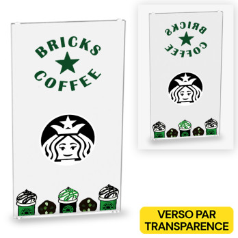 Porte "Brick Coffee" imprimée sur Vitre Lego® 1X4X6 - Transparent