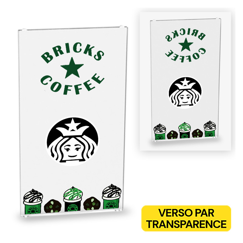 Door "Brick Coffee" printed on Lego® 1X4X6 Glass - Transparent