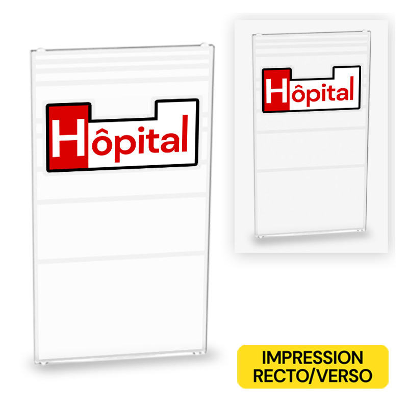Porte Hôpital imprimée sur Vitre Lego® 1X4X6 - Transparent