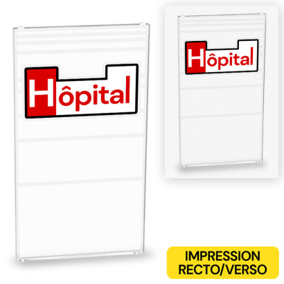 Hospital door printed on Lego® 1X4X6 Glass - Transparent