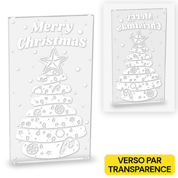Vitrine "Merry Christmas" sur Vitre Lego® 1X4X6 - Transparent