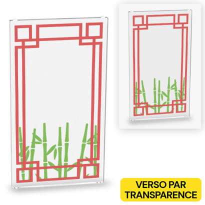 Asian Style Window Printed on Lego® Window 1X4X6 - Transparent