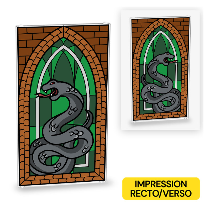 Snake stained glass printed recto/verso on glass Lego® 1x4x6