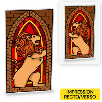Lion stained glass printed recto/verso on glass Lego® 1x4x6