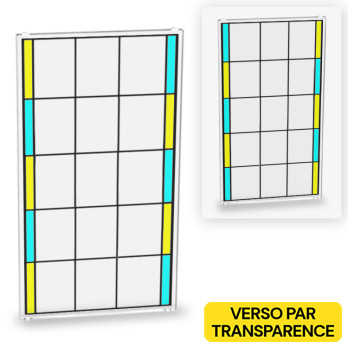 Yellow / blue outline stained glass window printed on Lego® 1x4x6 glass