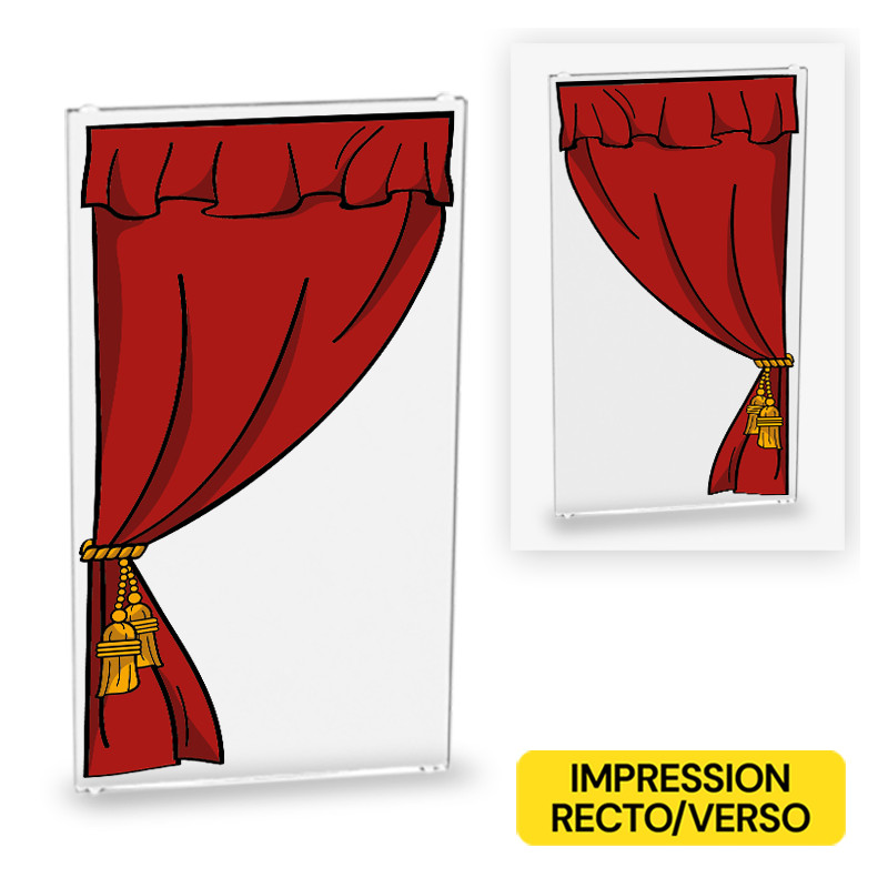Fenêtre avec Rideau imprimée Recto/Verso sur Vitre Lego® 1x4x6 - Transparent