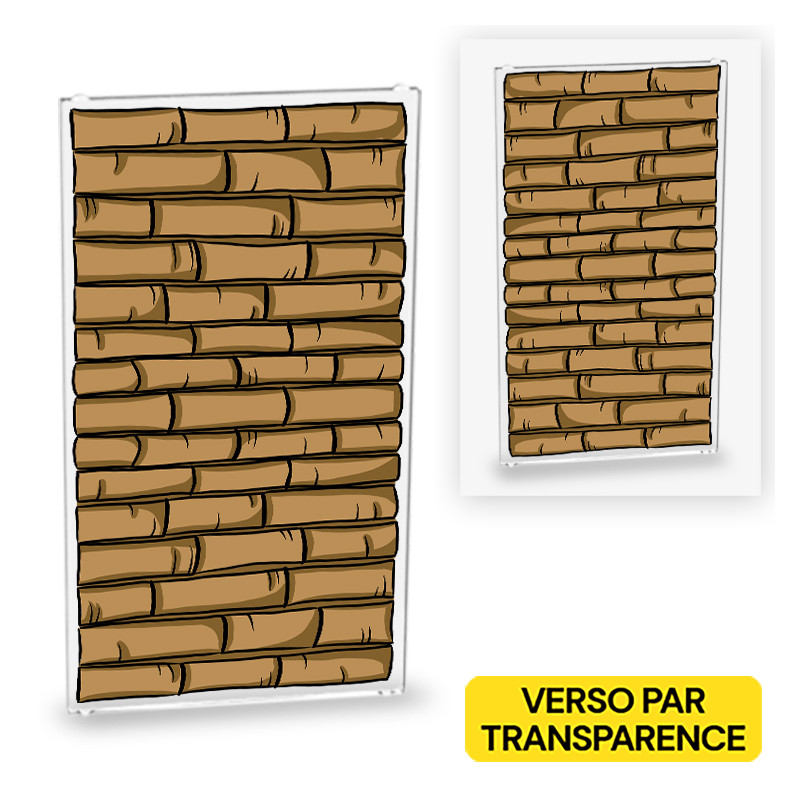 Bamboo texture printed on Lego® 1X4X6 glass - Transparent