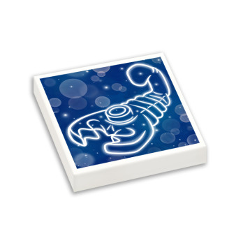 Signe Astrologique Scorpion imprimé sur Brique Lego® 2x2 - Blanc