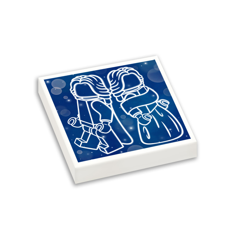 Signe Astrologique Gémeaux imprimé sur Brique Lego® 2x2 - Blanc