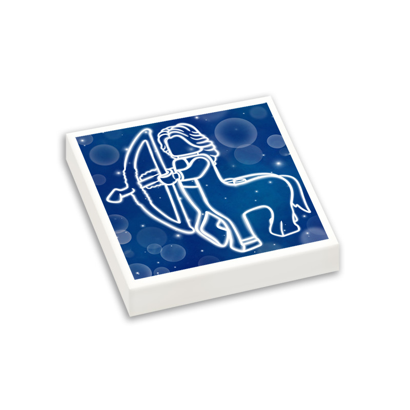 Signe Astrologique Sagittaire imprimé sur Brique Lego® 2x2 - Blanc