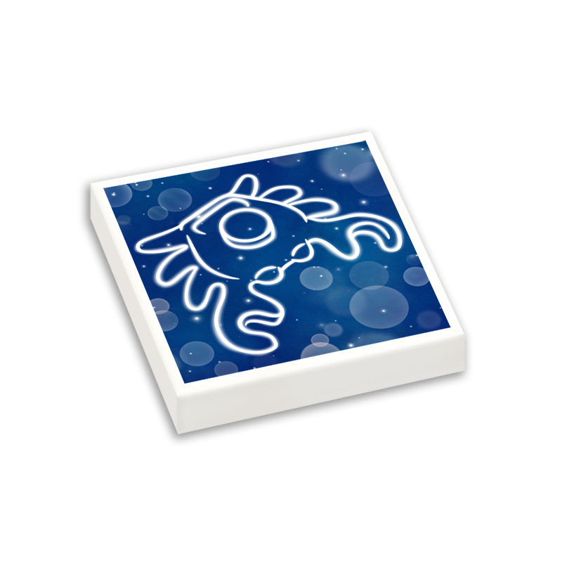 Astrological Sign Cancer printed on Lego® Brick 2x2 - White
