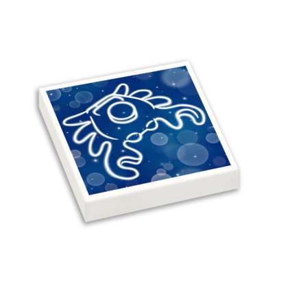 Astrological Sign Cancer printed on Lego® Brick 2x2 - White