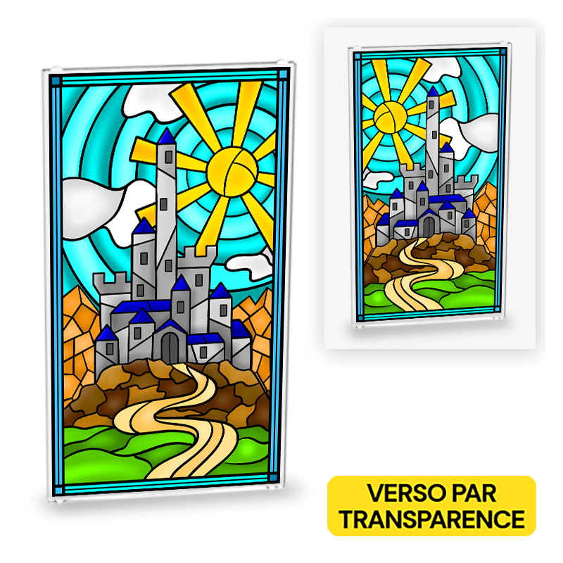 Stained Glass Window Castle Pattern printed on Lego® Window 1x4x6