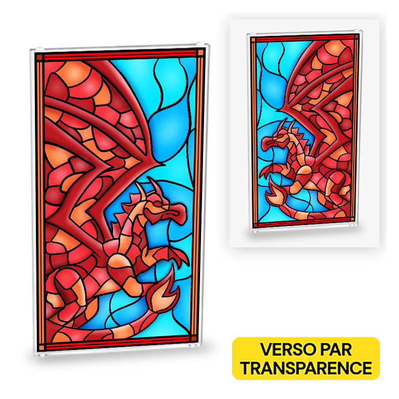 Stained Glass Dragon Pattern printed on Lego® Window 1x4x6