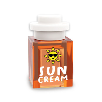 Sonnencreme gedruckt auf Lego® Brick 1X1 - Transparent Orange