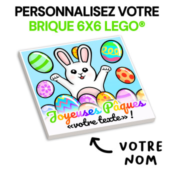 “Happy Easter” frame to personalize - printed on 6x6 Lego® Brick - White