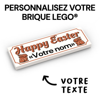 "Happy Easter" à personnaliser - imprimée sur Brique Lego®  2X6 - Blanc
