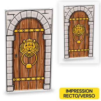 Arche et Porte en bois poignée Lion imprimée sur Vitre Lego® 1x4x6