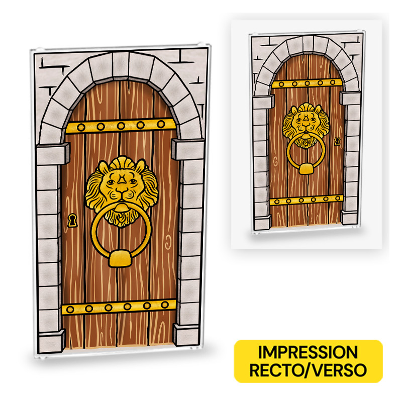 Arche et Porte en bois poignée Lion imprimée sur Vitre Lego® 1x4x6