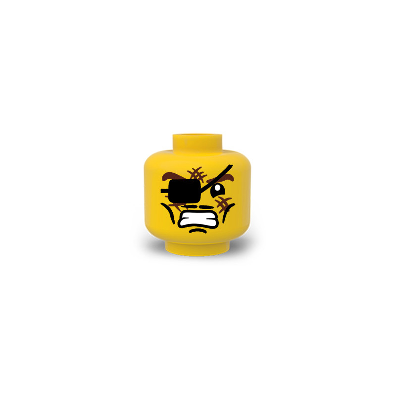 Visage pirate imprimé sur Tête Lego® Jaune