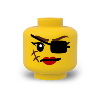 Female pirate face printed on Lego® Yellow Head